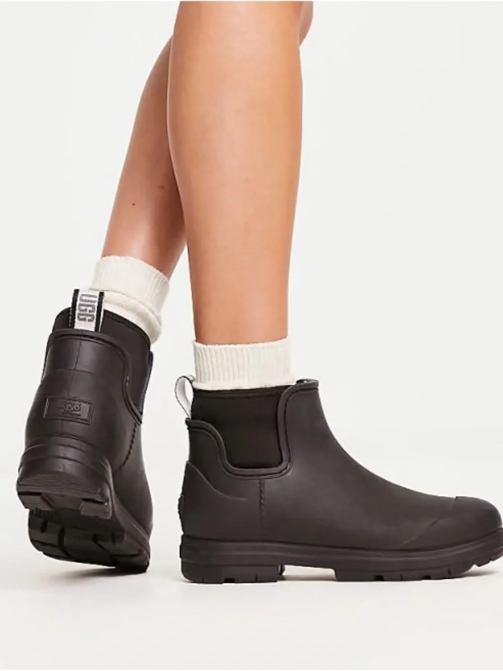 UGG Women's Black Short Chelsea Rain Boots